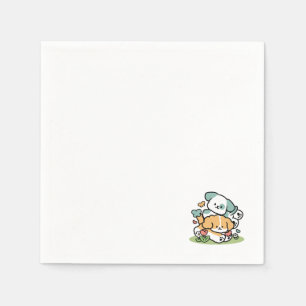 Happy Puppies Rolling in May - Kawaii Hund Kunst Serviette