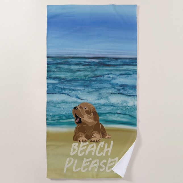 Happy Puppy Beach Handtuch (Vorderseite)