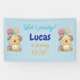 Happy Puppy, Boy, Let's Pawty, 1st Birthday  Banner