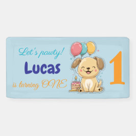 Happy Puppy, Boy, Let's Pawty, 1st Birthday  Banner