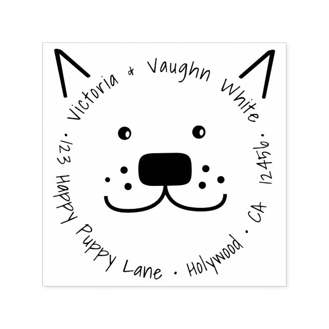 Happy Puppy Dog Rücksendeadresse - Funny Pet Permastempel (Design)