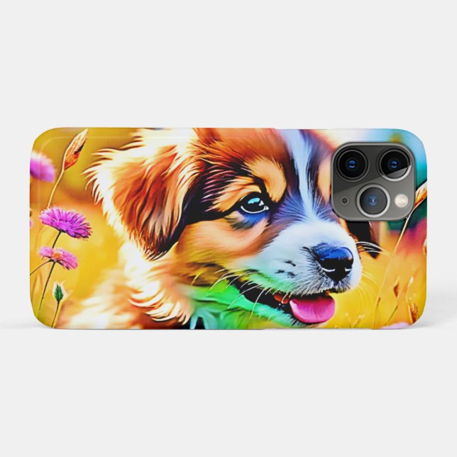 Happy Puppy Meadow Design Case-Mate iPhone Hülle (Rückseite (Horizontal))