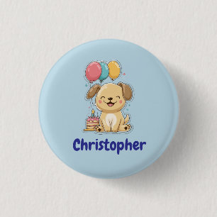 Happy Puppy Pawty, 1. Geburtstag, Personalisiert Button