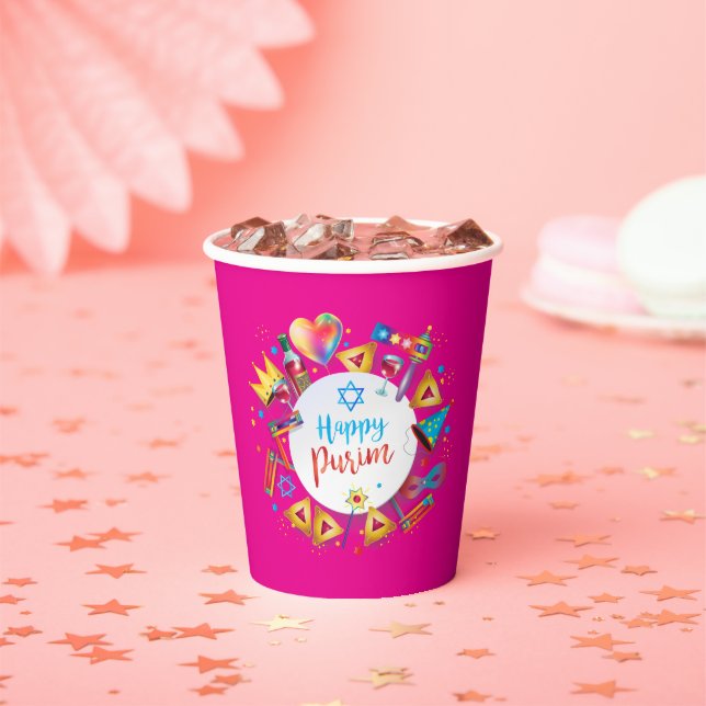 Happy Purim Basket Gifts, Decoration, Ornaments Pappbecher (Insitu)