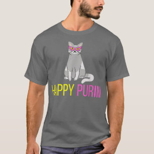 Happy Purim Cat Funny Costume Jüdischer Urlaub Pur T-Shirt