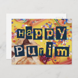 Happy Purim Colorful Jewish Holiday Postkarte