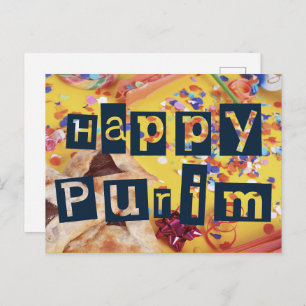 Happy Purim Colorful Jewish Holiday Postkarte