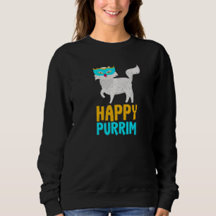 Happy Purim Costume Idea Funny Cat Hebrew Jewish H Sweatshirt