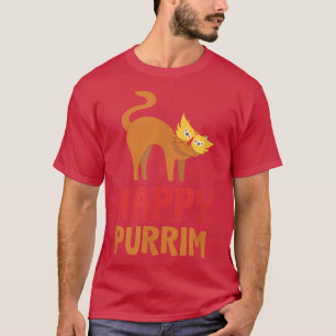 Happy Purim Costume Idea Funny Cat Hebrew Jewish H T-Shirt