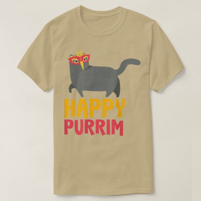 Happy Purim Costume Idea Funny Cat Hebrew Jewish H T-Shirt (Design vorne)