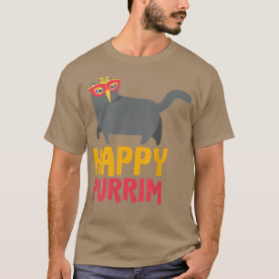 Happy Purim Costume Idea Funny Cat Hebrew Jewish H T-Shirt