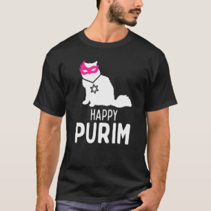 Happy Purim Costume Idee Katze Hebräisch Jüdisches T-Shirt