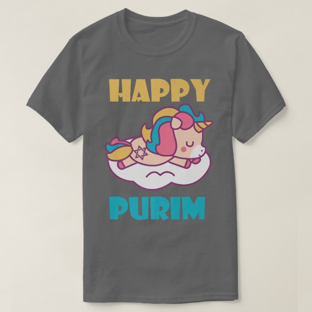 Happy Purim Costume Idee Kinder Einhorn Hebräische T-Shirt (Design vorne)
