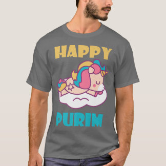 Happy Purim Costume Idee Kinder Einhorn Hebräische T-Shirt