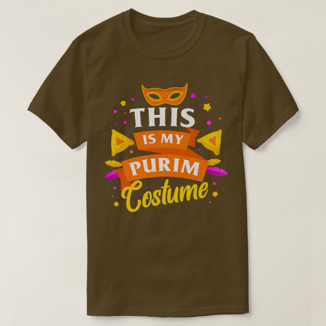Happy Purim Costume Idee Niedliche Maske Hebräisch T-Shirt (Design vorne)