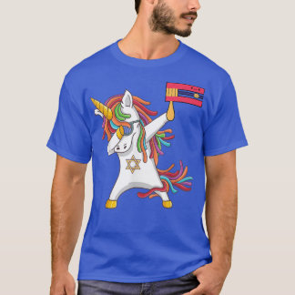 Happy Purim Day Costume Dabbing Unicorn Jewnicorn T-Shirt