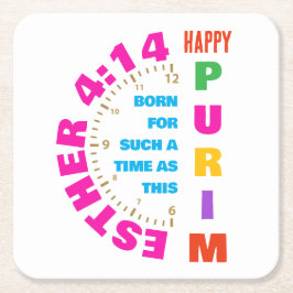 HAPPY PURIM Esther 4:14 für solch eine Zeit wie di Rechteckiger Pappuntersetzer