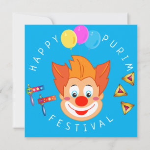 Happy Purim Festival Funny Clown Kinder Party Einladung