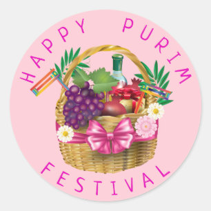 Happy Purim Festival Funny Clown Kinder Party Runder Aufkleber