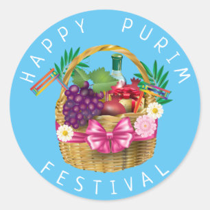 Happy Purim Festival Funny Clown Kinder Party Runder Aufkleber