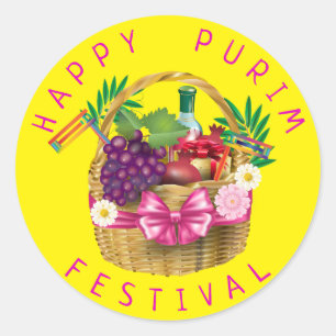 Happy Purim Festival Funny Clown Kinder Party Runder Aufkleber