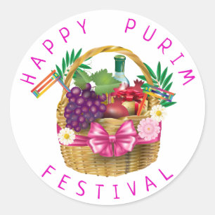 Happy Purim Festival Funny Clown Kinder Party Runder Aufkleber