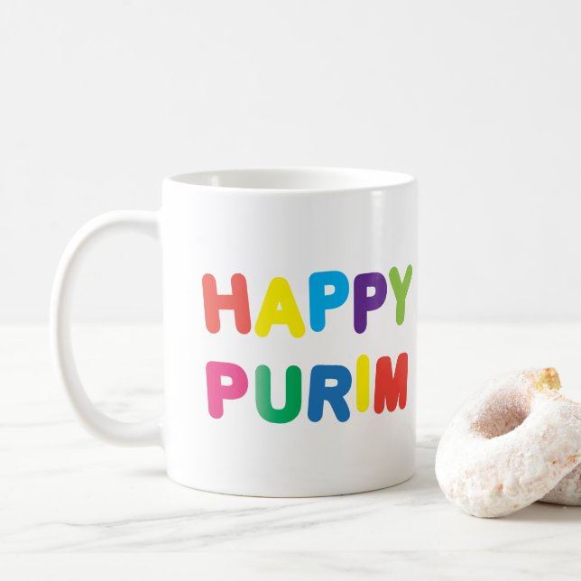Happy Purim Festival Kinder Party Muster Kaffeetasse (Mit Donut)