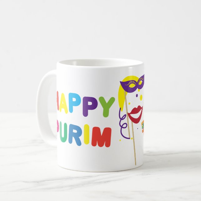 Happy Purim Festival Kinder Party Muster Kaffeetasse (Vorderseite Links)