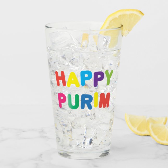 Happy Purim Festival Kinder Party Pattern Urlaub Glas (Rückseite Ice)