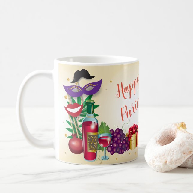 Happy Purim Festival Kinder Party Urlaub Kaffeetasse (Mit Donut)