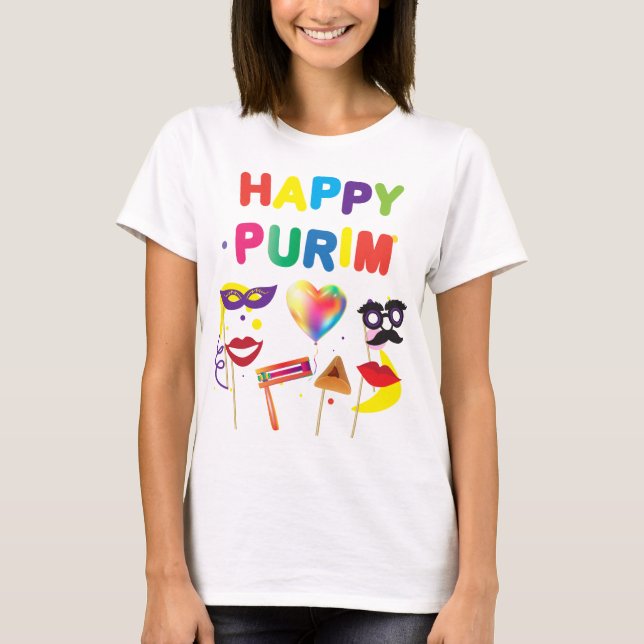 Happy Purim Festival Kinder Party Weihnachtsgesche T-Shirt (Vorderseite)