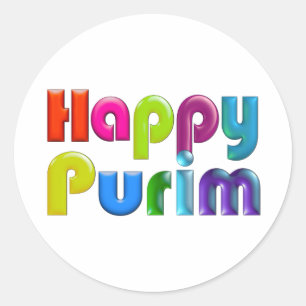 HAPPY PURIM Funky Grußkarte Runder Aufkleber