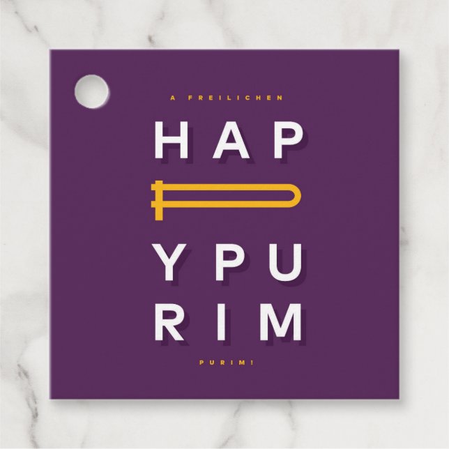 Happy Purim Gragger Geschenkanhänger (Vorderseite)