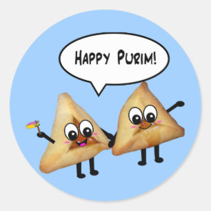 Happy Purim Hamantaschen Runder Aufkleber