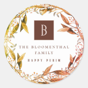Happy Purim Herbstblatt-Sonderanfertigung Runder Aufkleber