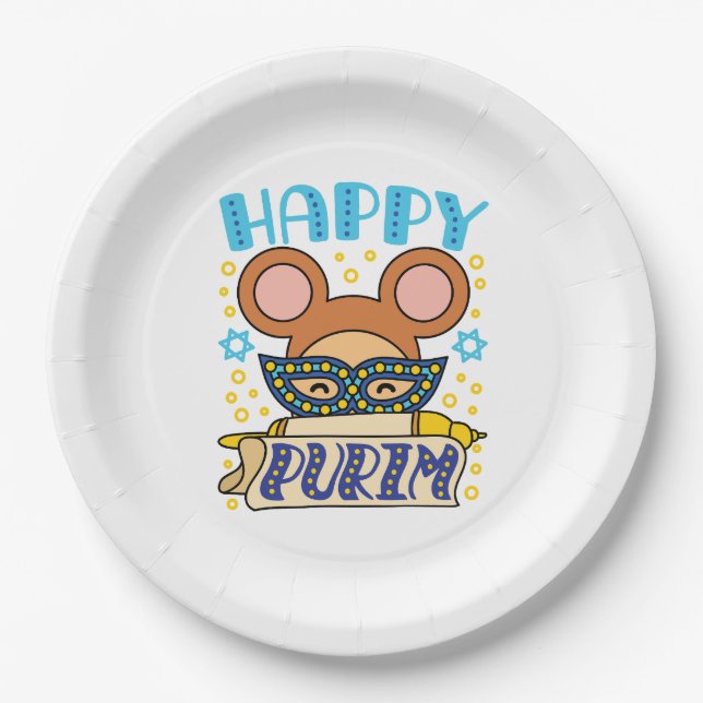Happy Purim Jewish Holiday Mask Pappteller (Vorderseite)