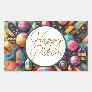 Happy Purim jüdisch wünscht Dekoration in mehrfarb Rechteckiger Aufkleber