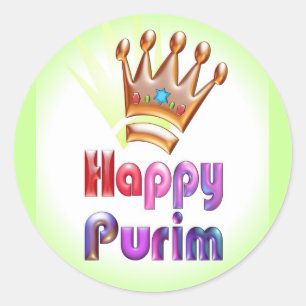 Happy Purim lustige Aufkleber Crown mit Star von D