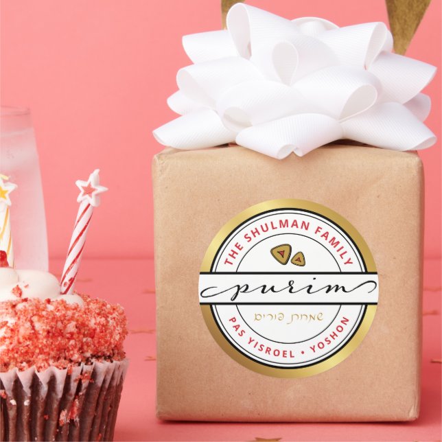 Happy Purim Mishloach Manos Kosher Details Großes Runder Aufkleber (Party)