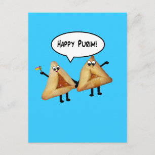 Happy Purim Niedlich Smiling Hamentaschen Cartoon Postkarte