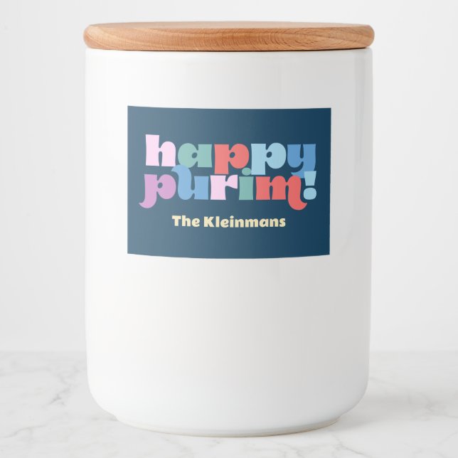 Happy Purim sameach label for mishloach manot Lebensmitteletikett (Vorderseite)