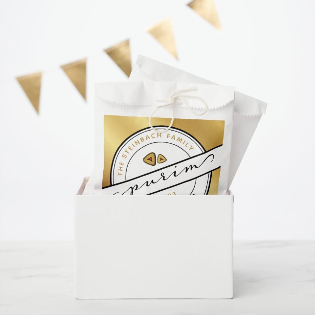 HAPPY PURIM Script PurimBags mit Gold Geschenktütchen (Party)