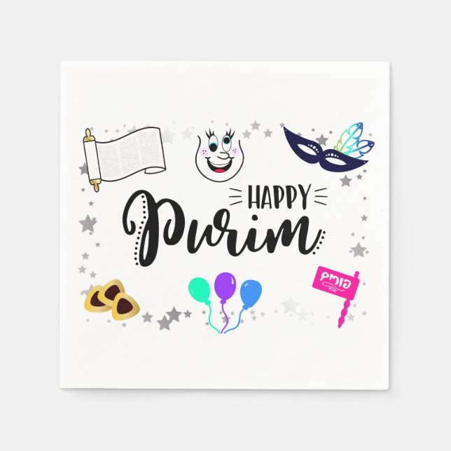 Happy Purim Serviette (Vorderseite)