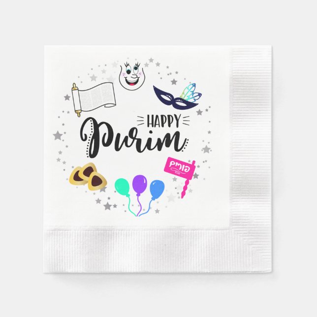 Happy Purim Serviette (Vorderseite)