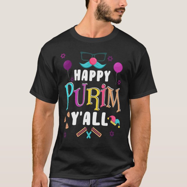 Happy Purim Y All Jewish Holiday Costume Funny 1 T-Shirt (Vorderseite)