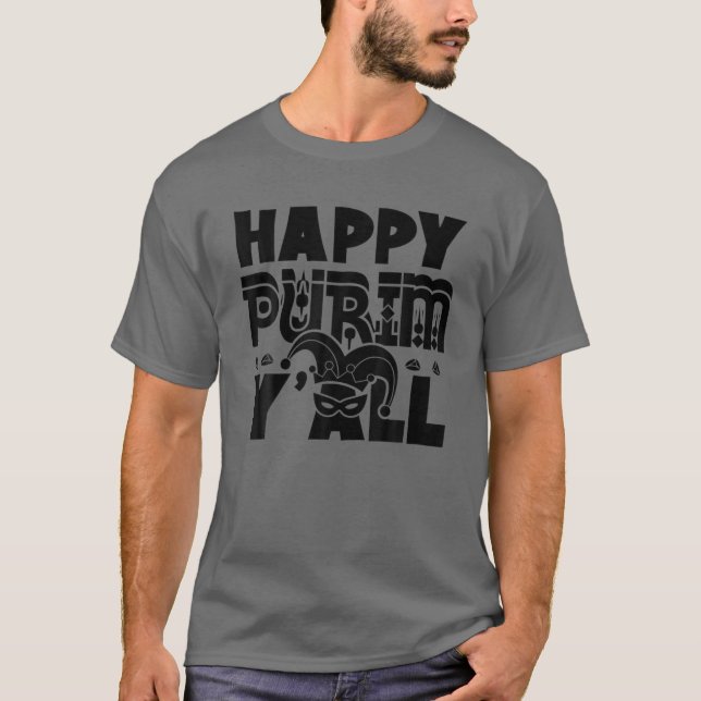 Happy Purim Y'all Jewish Holiday Costume Funny T-Shirt (Vorderseite)