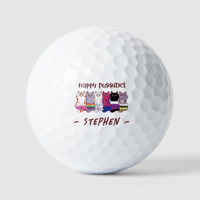 Happy Purride - LGBTQ Pride Cats Golfball (Vorderseite)