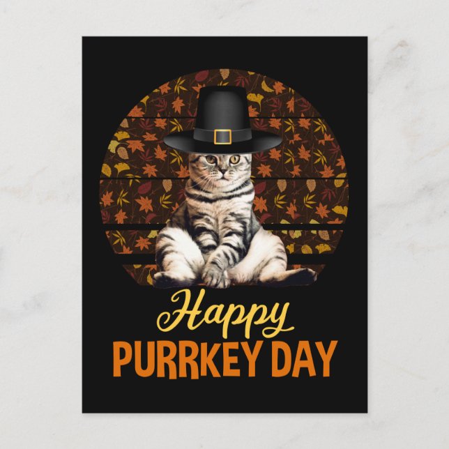 Happy Purrkey Day Postkarte (Vorderseite)
