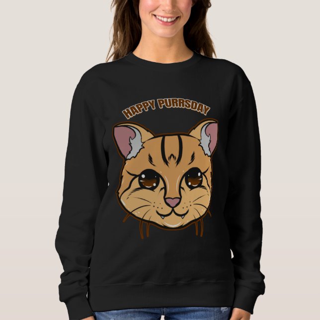 Happy Purrsday Cat On Purrsday Sweatshirt (Vorderseite)