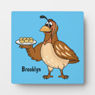 Happy quail mit Eiern Cartoon Fotoplatte